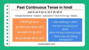 Past Continuous Tense in hindi
